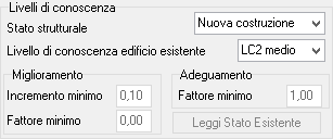 POR 2000 Analisi murature - Parametri di controllo del miglioramento e dell'adeguamento - Nuovo