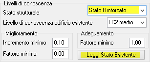 POR 2000 Analisi murature - Parametri di controllo del miglioramento e dell'adeguamento - Rinforzato