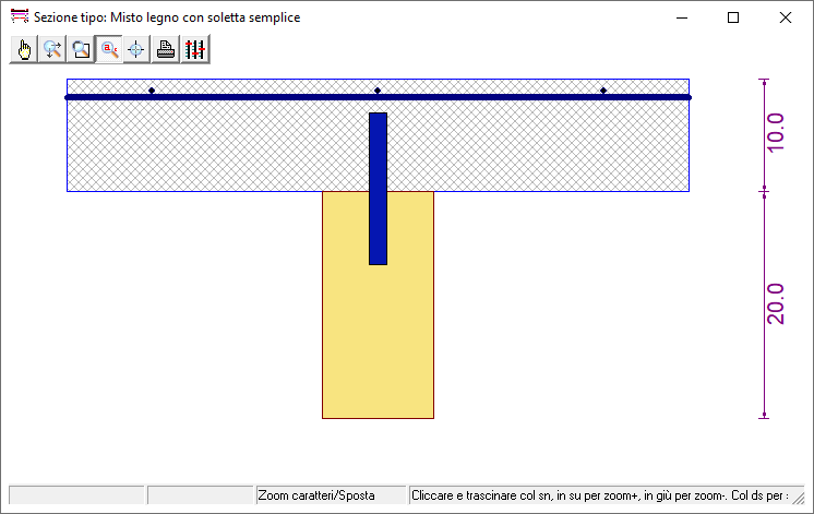 Solaio trave in legno e soletta superiore con sistema di connessione a taglio