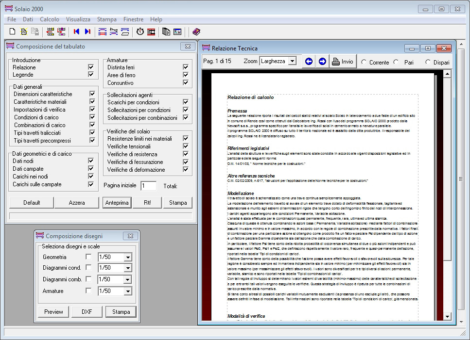 software solaio relazione tecnica