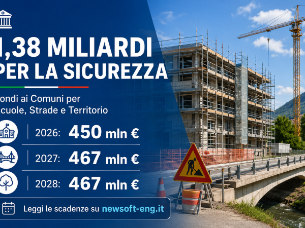 1-38 miliardi per la Sicurezza e scuole dei Comuni